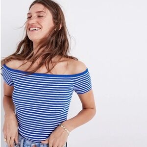 Madewell Striped Off-Shoulder Sweater Top